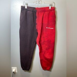 Hypland Split Tie Dye Men's Sweatpants Red Maroon Brown Size Medium‎